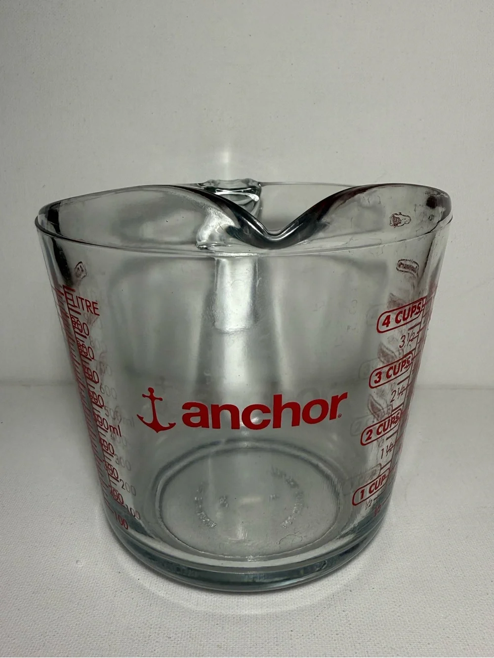 4 cup MEASURING CUP Clear Glass 32oz quart liter mL bowl Anchor Hocking 55178OL9